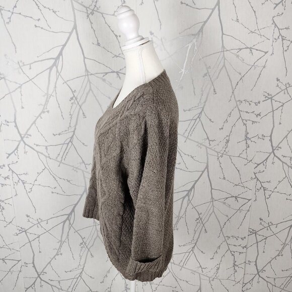 360 Sweater  Merino Wool Alpaca Cable Knit Boxy Fit Sweater - Picture 2 of 7